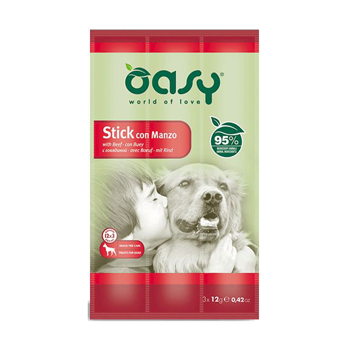 Ласощі для собак Oasy Stick з яловичиною, 3*12 г